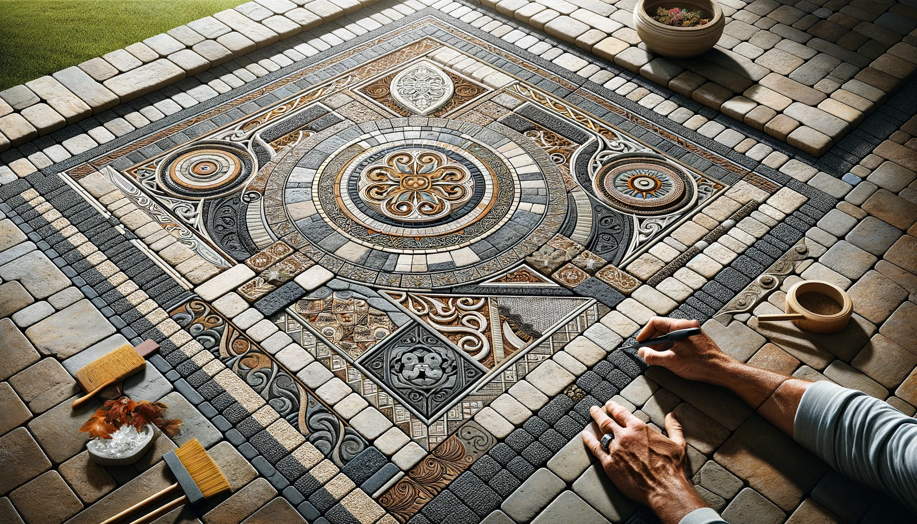 an image of a detailed patio design that features intricate patterns and custom features.