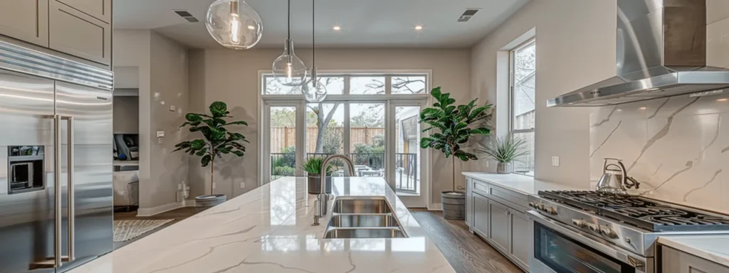 a modern kitchen with sleek countertops and high-tech appliances in a heights, tx home.