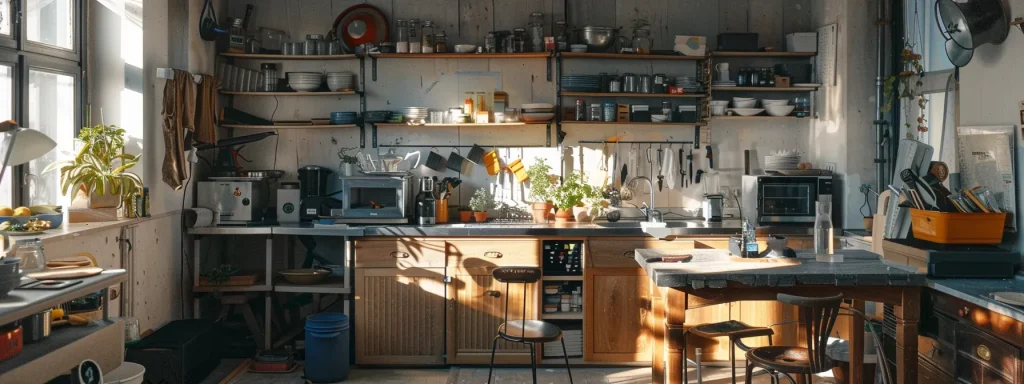 a kitchen filled with renovation tools and equipment.