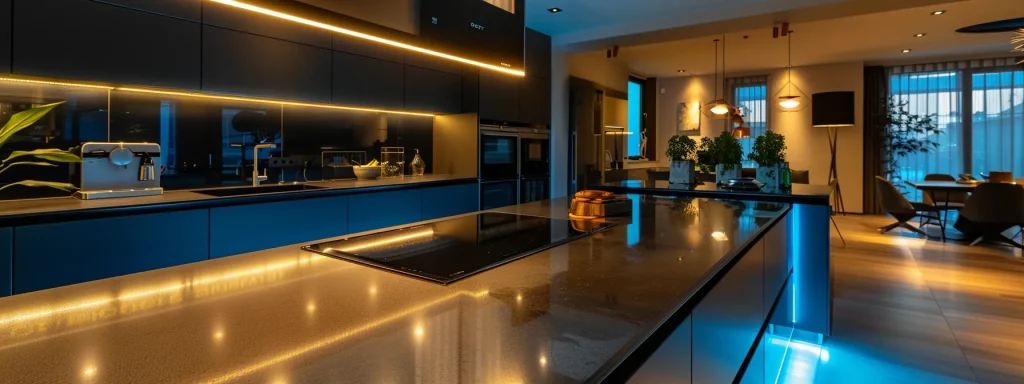 a modern kitchen with sleek design and state-of-the-art appliances, creating the perfect space to cook and entertain.