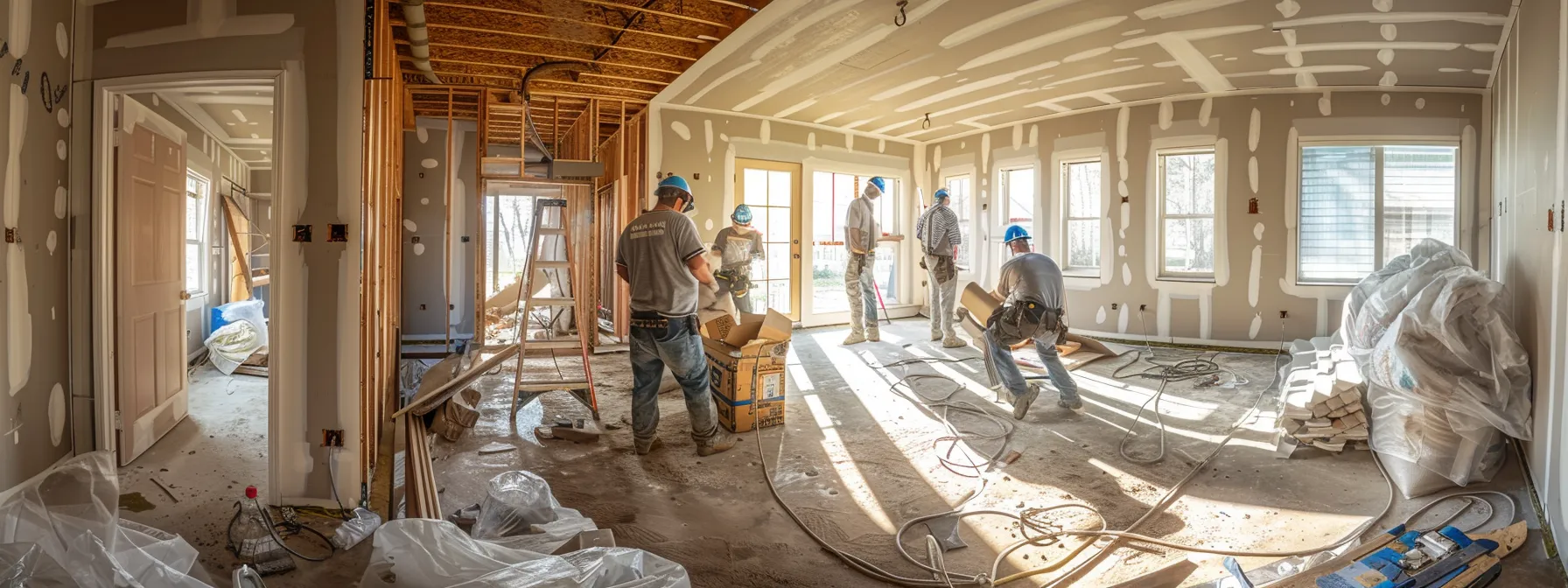 a team of construction workers adding a new room to a house in copperas cove.