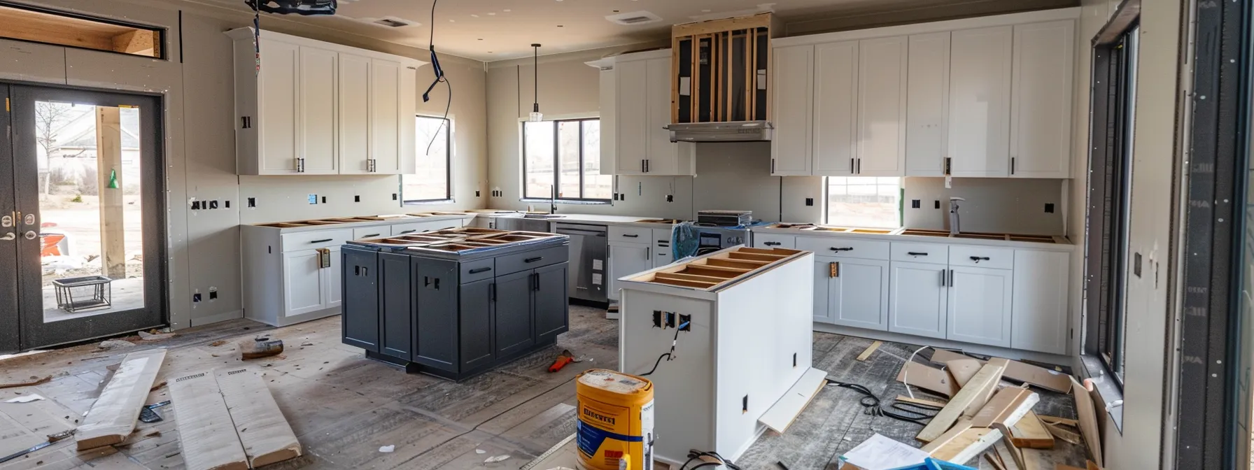 a modern kitchen being renovated with new appliances and countertops in copperas cove.