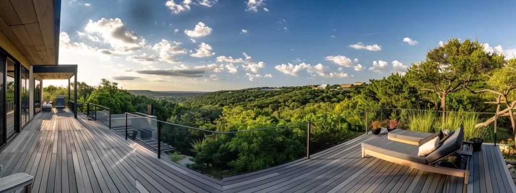 a modern, spacious deck overlooking a lush green landscape in bell county.