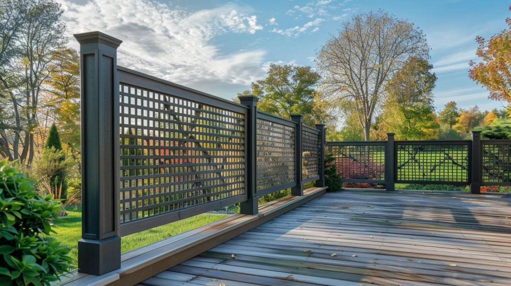 a elegant fencing and lattice design providing privacy on a beautiful outdoor deck.