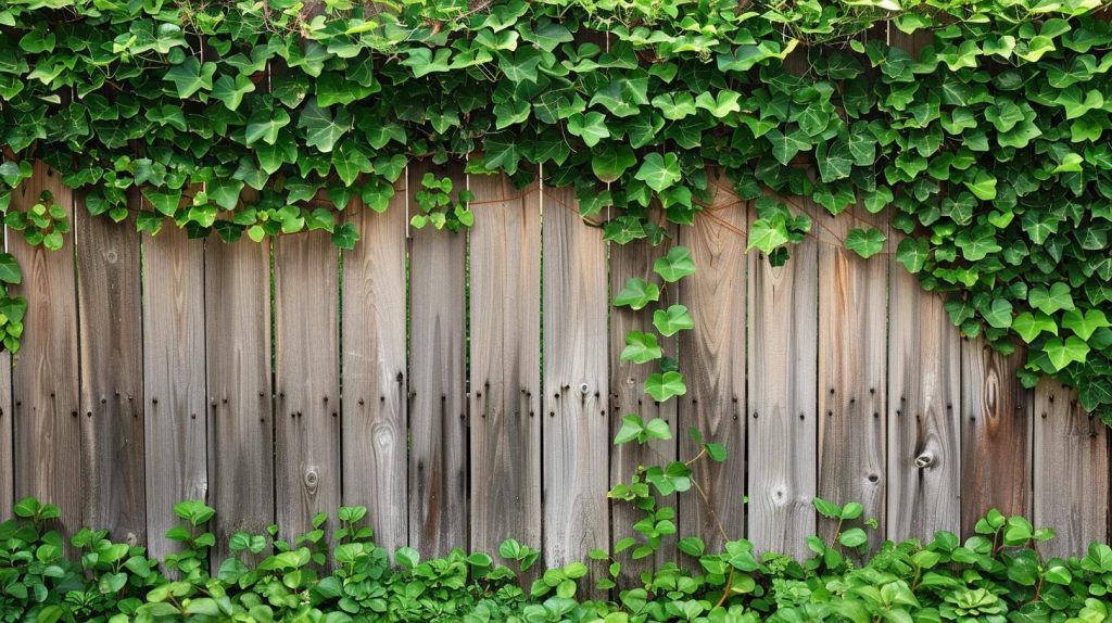 a lush ivy-covered privacy fence adorning a beautiful property perimeter.