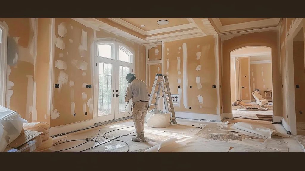a professional remodeling contractor carefully painting a room with expertise and attention to detail.