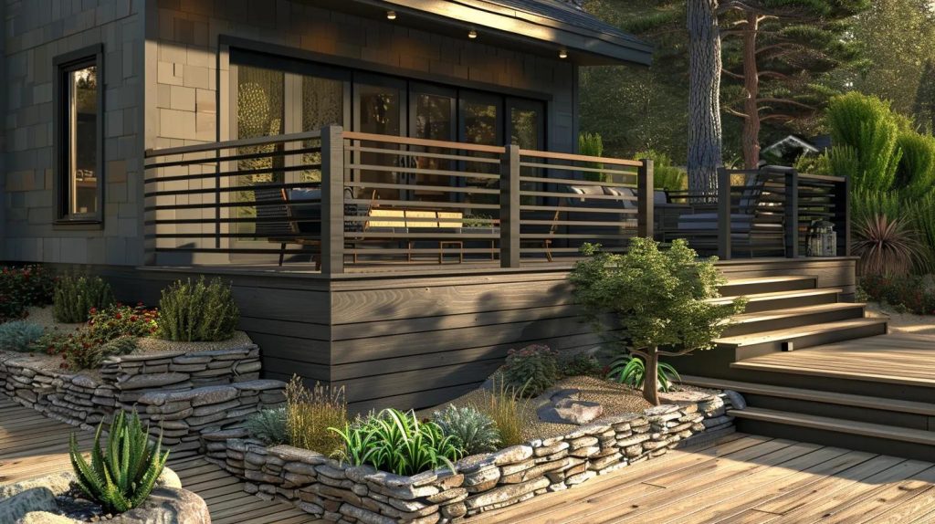 a beautifully constructed deck skirting design blending seamlessly with the outdoor space.