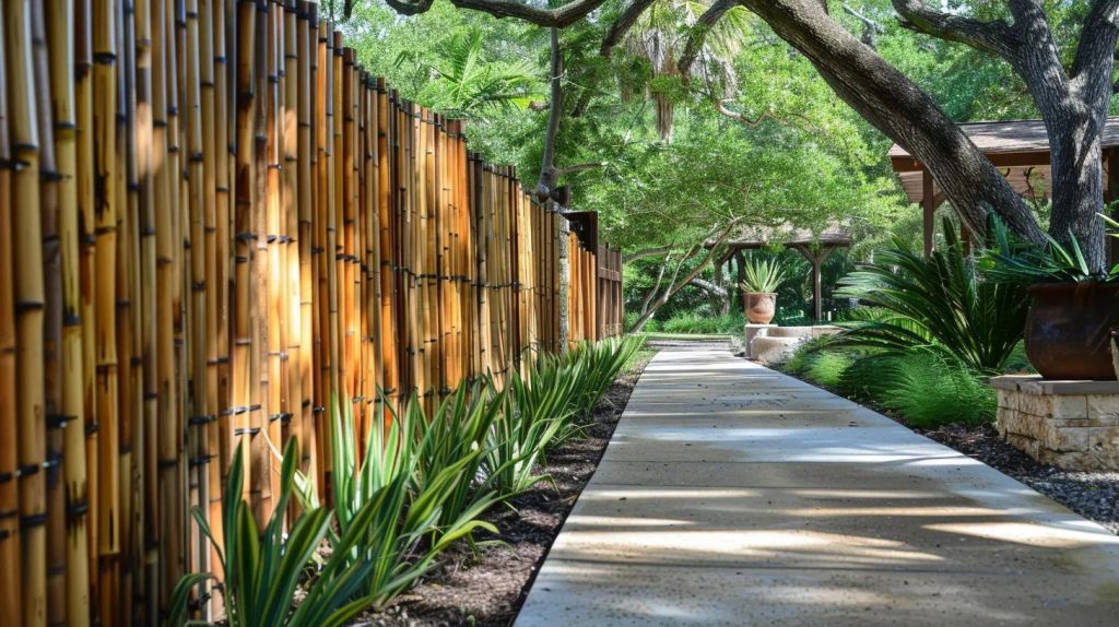 a sleek and elegant bamboo fence blending seamlessly with the natural surroundings of copperas cove.