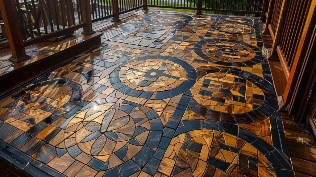 a deck or patio with intricate and dynamic patterned flooring in copperas cove.