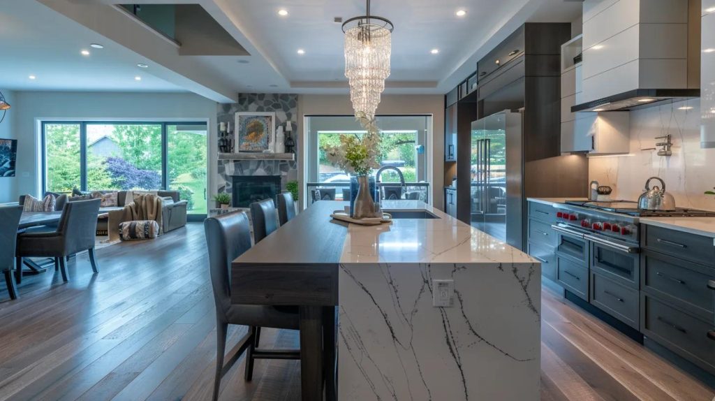 a team of local remodeling contractors working on a kitchen renovation project in a modern and stylish design.