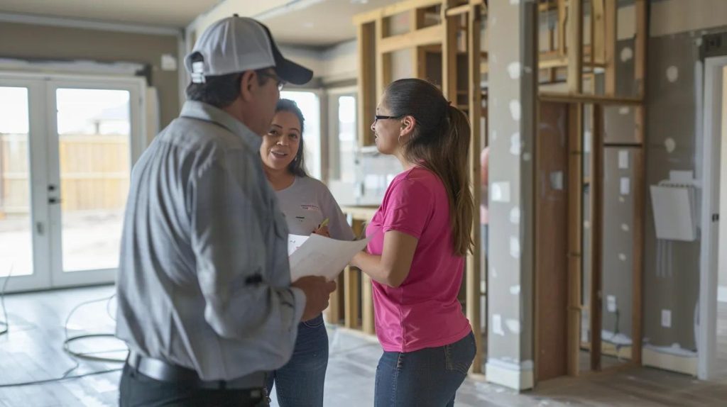 a local contractor discussing room addition plans with homeowners in copperas cove.