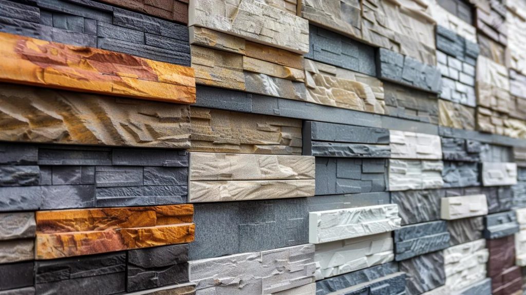 a variety of siding materials displayed on a home exterior.