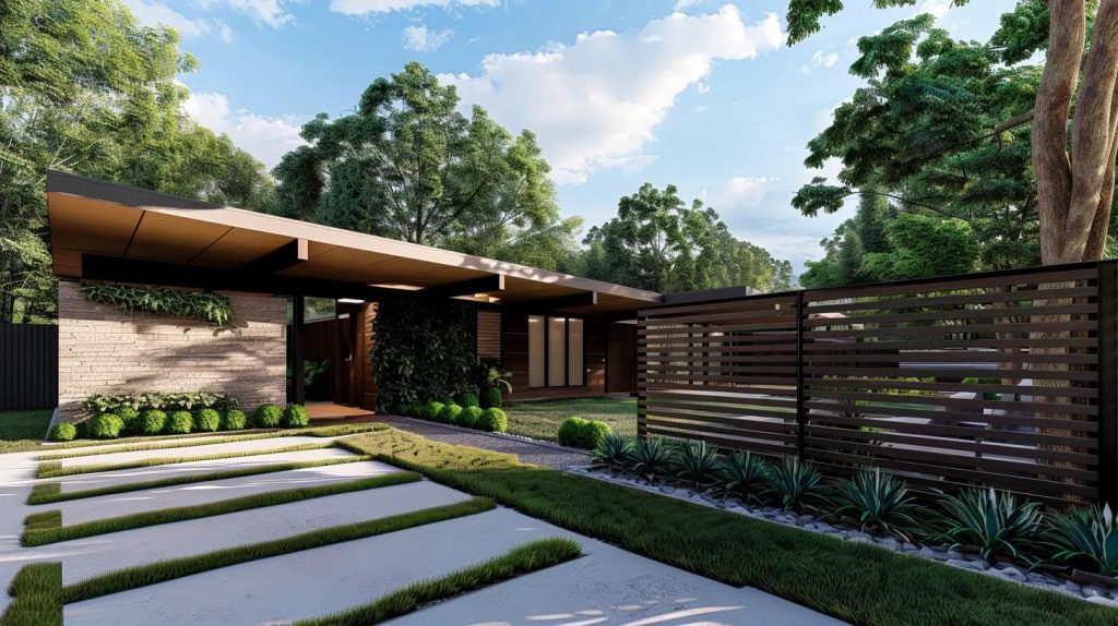 a sleek and stylish modern privacy fence blends seamlessly with the contemporary architecture of a home in copperas cove.