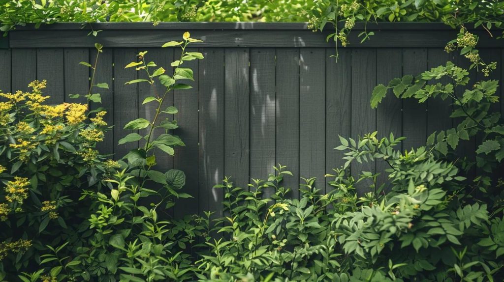 a vinyl fence surrounded by lush greenery, showcasing its lasting beauty and minimal maintenance appeal.